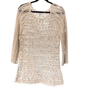 Westport Open‎ Knit Crocheted 3/4 Sleeve Sweater Size Medium